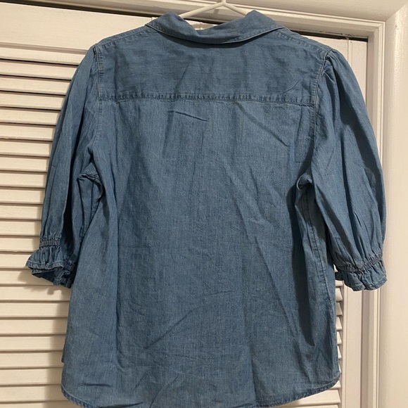 Joe Fresh Puff Sleeve Denim Button Down Top - Picture 4 of 5